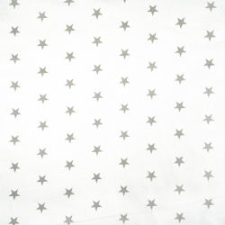 Baumwolle 100% 20mm graue Sterne auf weißem Hintergrund  