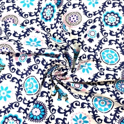 Baumwolle 100% indisches Blumenmuster dunkelblau  