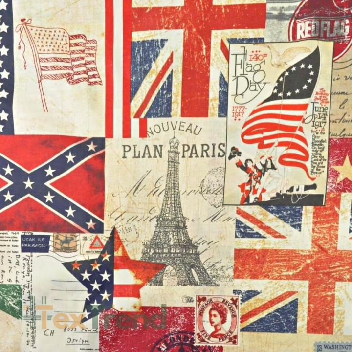 Baumwolle 100% Rote marine Flaggen  