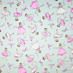 Baumwolle 100% Balletttänzerinnen rosa-weiß auf grauem Hintergrund  