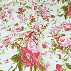 Baumwolle 100% Blumen Zigeunerrosen rosa  