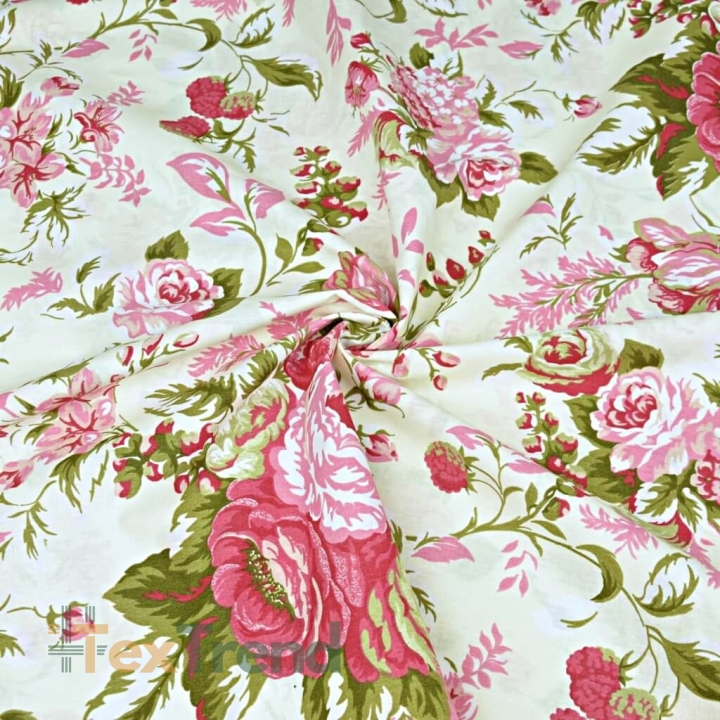 Baumwolle 100% Blumen Zigeunerrosen rosa  