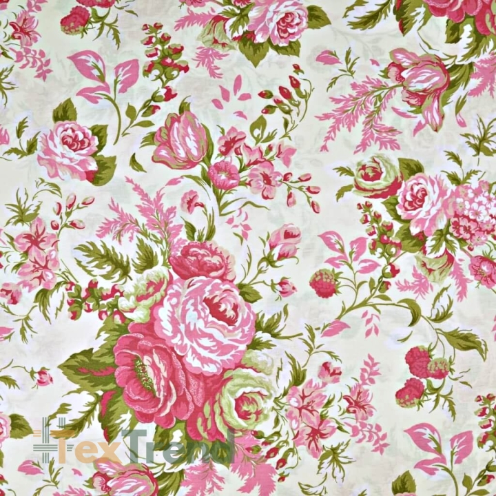 Baumwolle 100% Blumen Zigeunerrosen rosa  