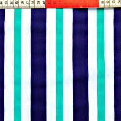 Baumwolle 100% Türkis-marineblaue Streifen auf weißem Hintergrund  
