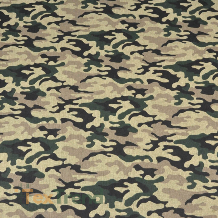 Baumwolle 100% Muster MORO klein grün-beige-schwarz  