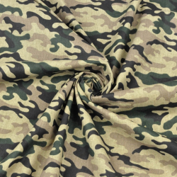 Baumwolle 100% Muster MORO klein grün-beige-schwarz  