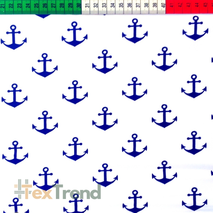 Baumwolle 100% Marine Anker auf weißem Hintergrund  