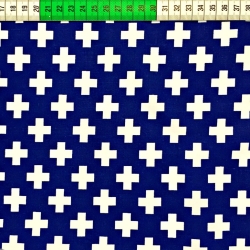 Baumwolle 100% Weiße Kreuze auf marine Hintergrund  