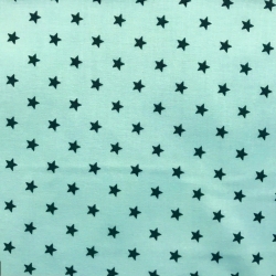Baumwolle 100% Sterne 8mm graphit auf mintfarbenem Hintergrund  