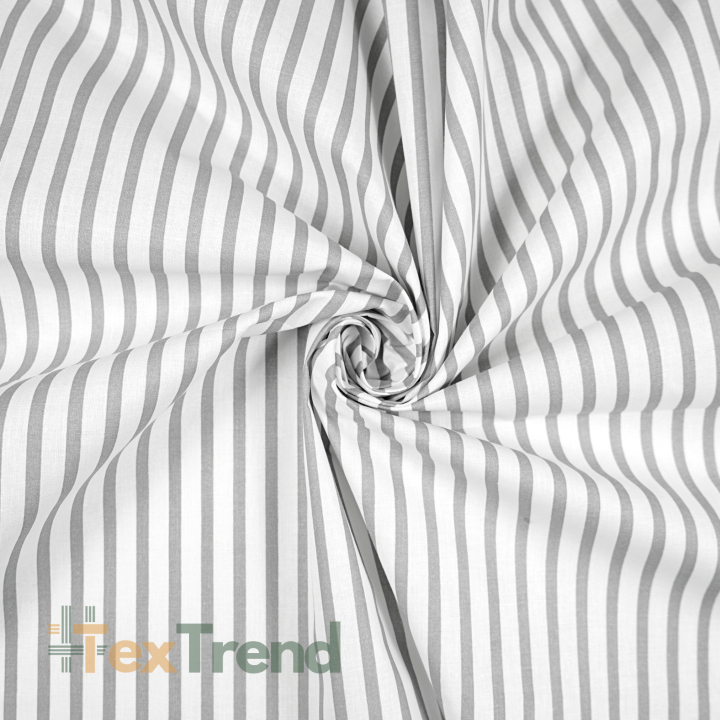 Baumwolle 100% Streifen grau-weiß  