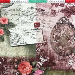 Baumwolle 100% Blätter und Blumen auf Vintage-Hintergrund  