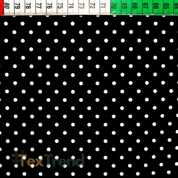 Baumwolle 100% Punkte 4mm weiß auf schwarzem Hintergrund  