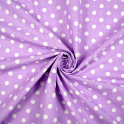 Baumwolle 100% Punkte 11mm weiß auf lila Hintergrund  