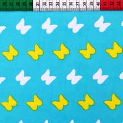 Baumwolle 100% Schmetterlinge gelb-weiß auf marine Hintergrund  