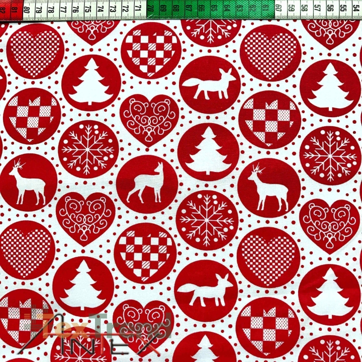 Baumwolle 100% Weihnachtsmuster Kreise rot  