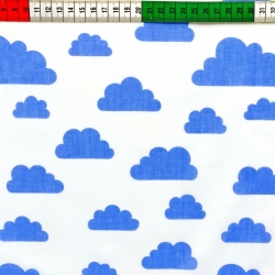 Baumwolle 100% Wolken blau auf weißem Hintergrund  