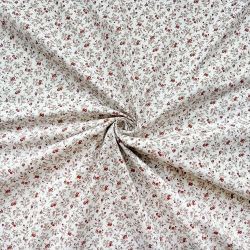 Baumwolle 100% Bordeaux Wiese auf ecrufarbenem Hintergrund  