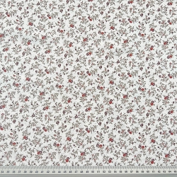 Baumwolle 100% Bordeaux Wiese auf ecrufarbenem Hintergrund  