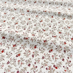 Baumwolle 100% Bordeaux Wiese auf ecrufarbenem Hintergrund  