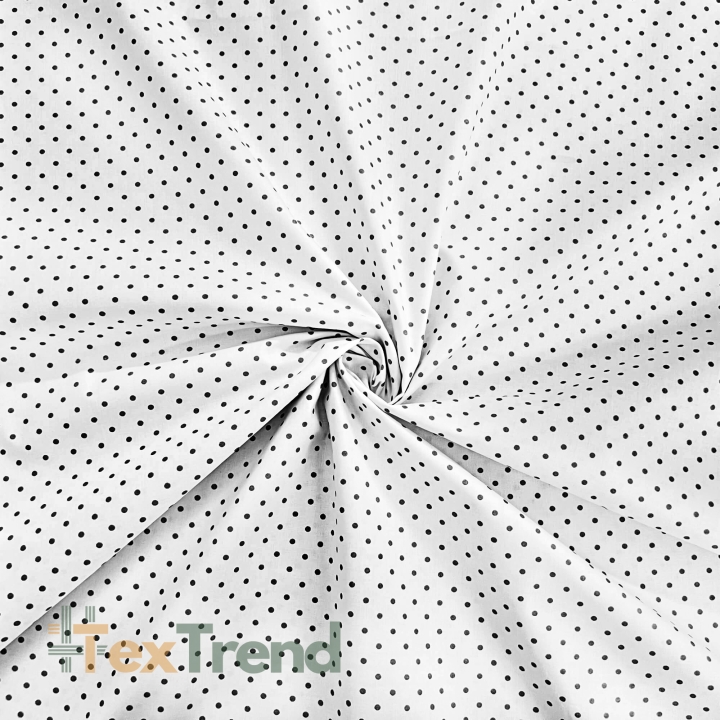 Baumwolle 100% Punkte 4mm schwarz auf weißem Hintergrund  