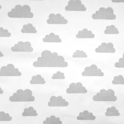 Baumwolle 100% Wolken grau auf weißem Hintergrund  