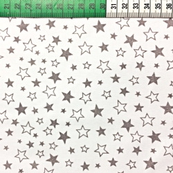 Baumwolle 100% Sterne weiß-grau auf weißem Hintergrund  