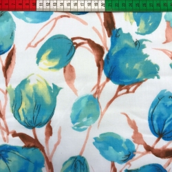 Baumwolle 100% Blumen Tulpen blau auf weißem Hintergrund  