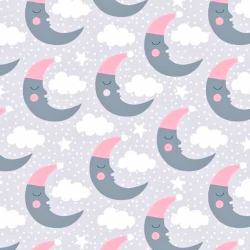 Baumwolle 100% graue und rosa Monde auf grauem Hintergrund  