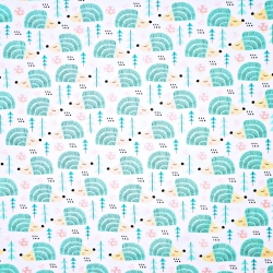 Baumwolle 100% Igel mintfarben auf weißem Hintergrund  