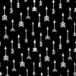 Baumwolle 100% Pfeile weiß auf schwarzem Hintergrund  