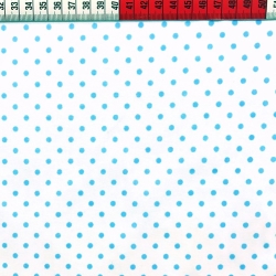 Baumwolle 100% Punkte 4mm blau auf weißem Hintergrund  