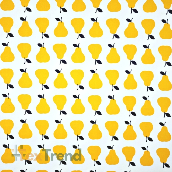Baumwolle 100% Birnen orange auf weißem Hintergrund  