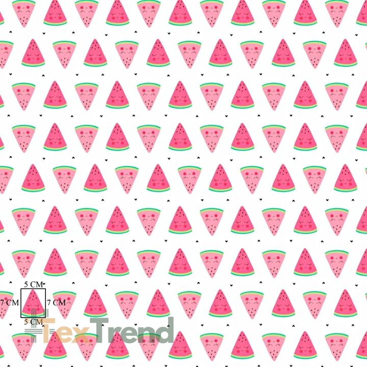 Baumwolle 100% Wassermelonen rosa auf weißem Hintergrund  