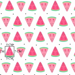 Baumwolle 100% Wassermelonen rosa auf weißem Hintergrund  
