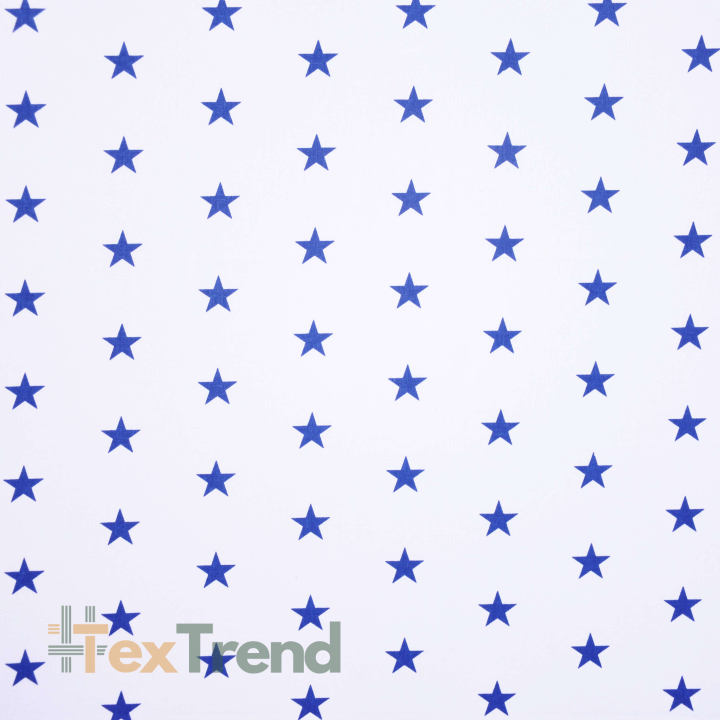 Baumwolle 100% Sterne 20mm dunkelblau auf weißem Hintergrund  