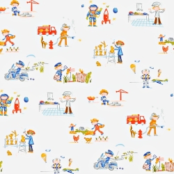 Baumwolle 100% Märchenhafte Berufe auf weißem Hintergrund  