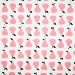 Baumwolle 100% Birnen rosa auf weißem Hintergrund  