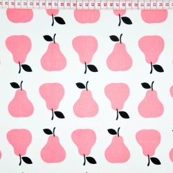 Baumwolle 100% Birnen rosa auf weißem Hintergrund  