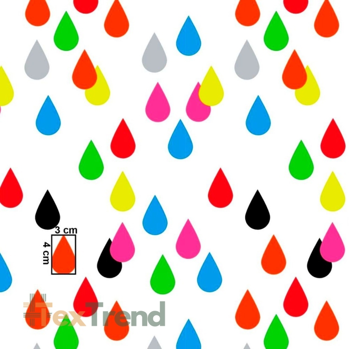 Baumwolle 100% bunte Tropfen auf weißem Hintergrund  
