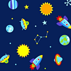 Baumwolle 100% bunte Galaxie auf navy Hintergrund  