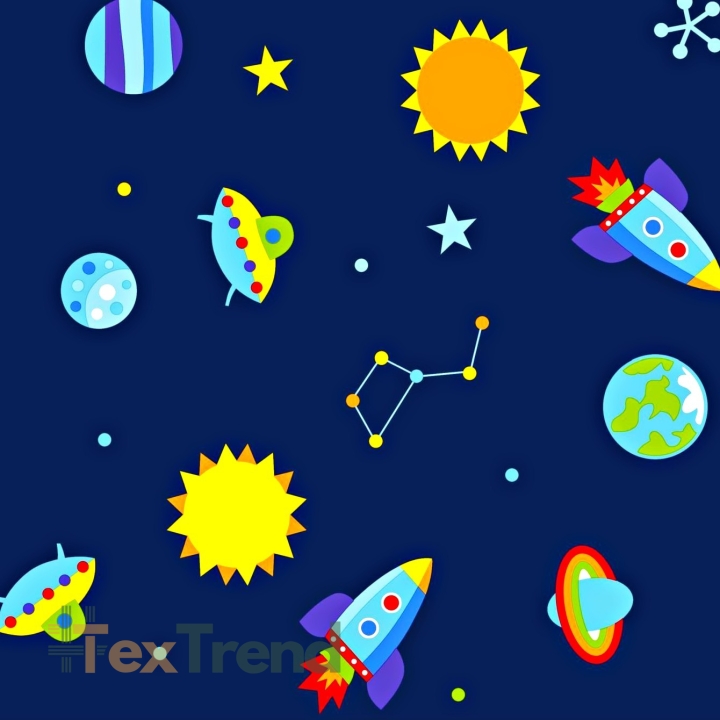Baumwolle 100% bunte Galaxie auf navy Hintergrund  