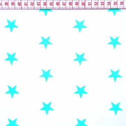 Baumwolle 100% Sterne 20mm mintgrün auf weißem Hintergrund  