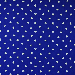 Baumwolle 100% Herzen 8mm weiß auf navyblauem Hintergrund  