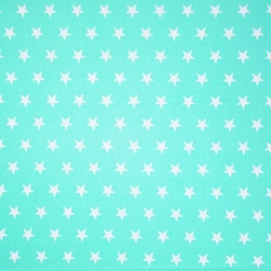 Baumwolle 100% Sterne 20mm weiß auf mintgrünem Hintergrund  
