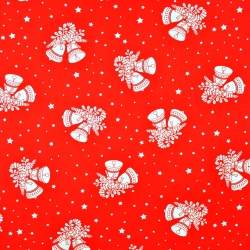 Baumwolle 100% Weihnachtsmuster Glocken auf rotem Hintergrund  
