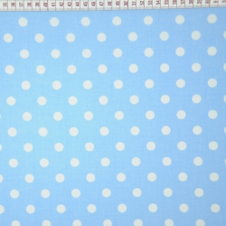 Baumwolle 100% Punkte 11mm weiß auf blauem Hintergrund  