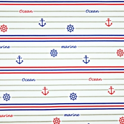 Baumwolle 100% maritimes Streifenmuster navyrot  