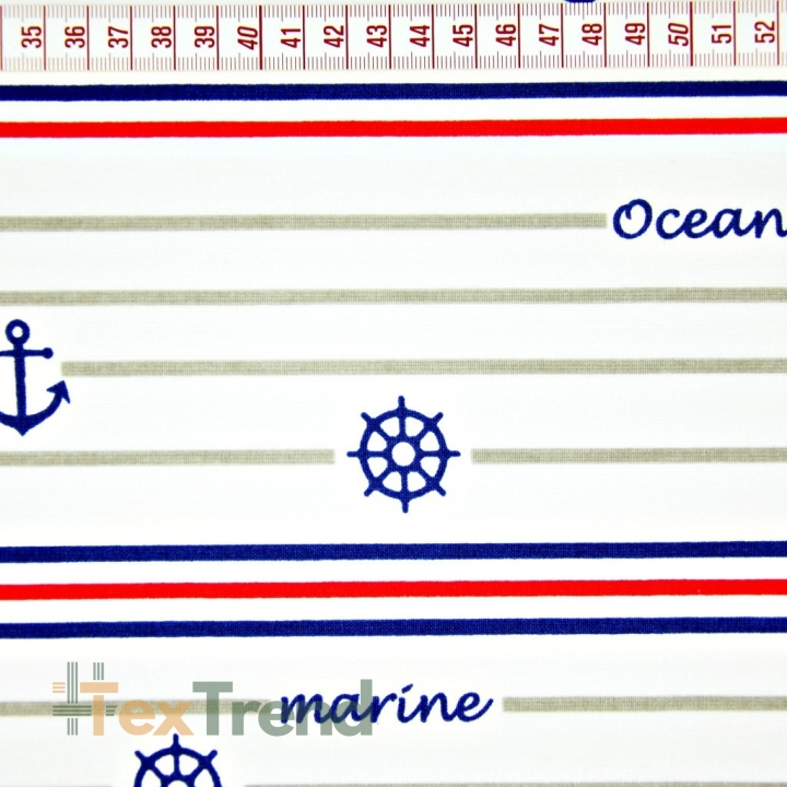 Baumwolle 100% maritimes Streifenmuster navyrot  