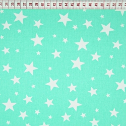 Baumwolle 100% kleine und große Sterne auf mintfarbenem Hintergrund  