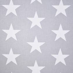 Baumwolle 100% Sterne 90mm weiß auf grauem Hintergrund  